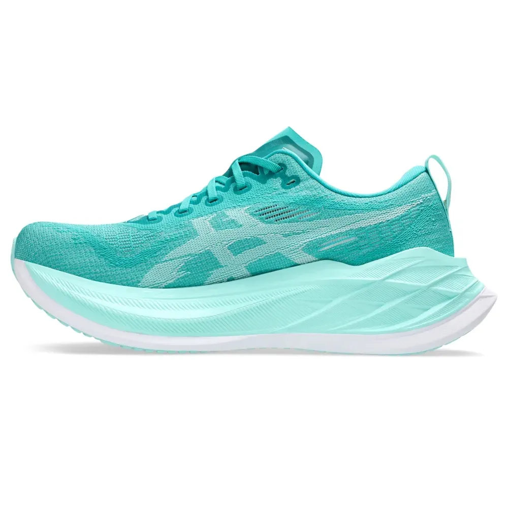 Perfil lateral esquerdo do ASICS SUPERBLAST 2 mostrando design do cabedal em malha e solado reativo